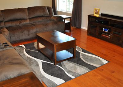 living room with couches and rug