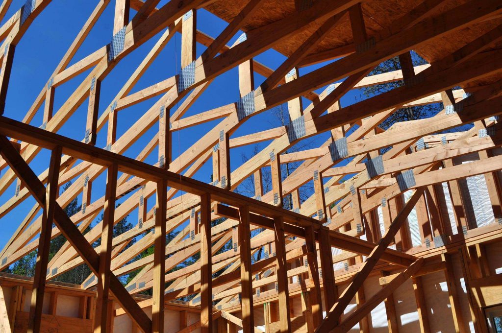 view looking up through rafters